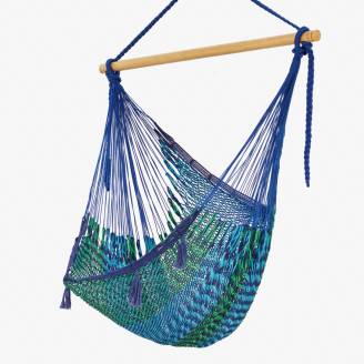 X Large Mexican Hammock Chair: Blue Cotton