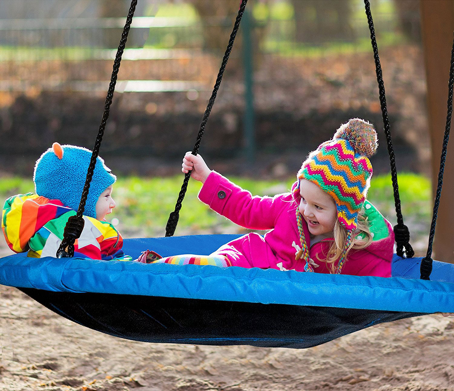 100cm Blue Round Mat Nest Swing - Heavenly Hammocks