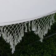 Large White Canvas Hammock with Spreader Bar and Tassels