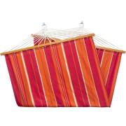 150cm red and orange spreader bar hammock folded in half, on white