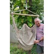 White Cotton Rope Hammock Chair with Man