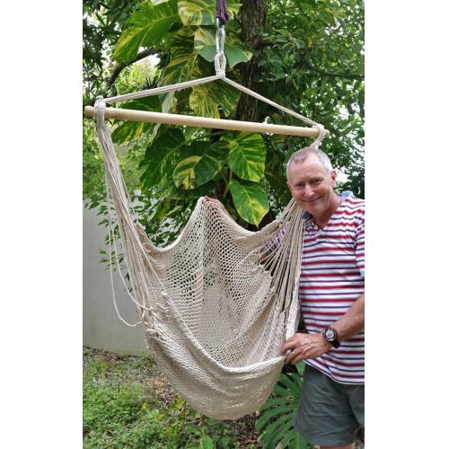 White Cotton Rope Hammock Chair with Man