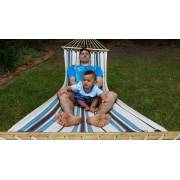 Small Blue and White Canvas Hammock with Spreader Bar