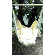 Beige Canvas Hammock Chair with Pillows