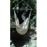 Beige Canvas Hammock Chair with Pillows