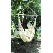 Beige Canvas Hammock Chair with Pillows