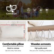 Beige Padded Hammock Chair with Wooden Arm Rests with Stand