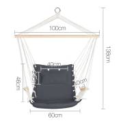Dark Gray Padded Hammock Chair with Wooden Arm Rests and Pillow