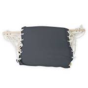 Dark Gray Padded Hammock Chair with Wooden Arm Rests and Pillow