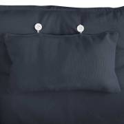 Dark Gray Padded Hammock Chair with Wooden Arm Rests and Pillow