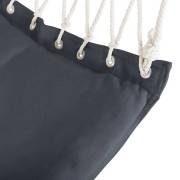 Dark Gray Padded Hammock Chair with Wooden Arm Rests and Pillow