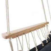 Dark Gray Padded Hammock Chair with Wooden Arm Rests and Pillow