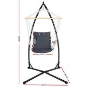 Dark Grey Padded Hammock Chair with Wooden Arm Rests with Stand