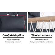 Dark Grey Padded Hammock Chair with Wooden Arm Rests with Stand