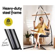 Dark Grey Padded Hammock Chair with Wooden Arm Rests with Stand