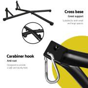 Dark Grey Padded Hammock Chair with Wooden Arm Rests with Stand