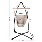 Beige Canvas Hammock Chair with Pillow with Stand