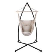 Beige Canvas Hammock Chair with Pillow with Stand