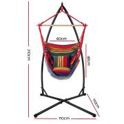 Rainbow Canvas Hammock Chair with Pillow with Stand