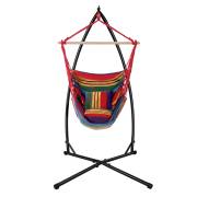 Rainbow Canvas Hammock Chair with Pillow with Stand