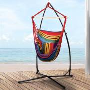 Rainbow Canvas Hammock Chair with Pillow with Stand