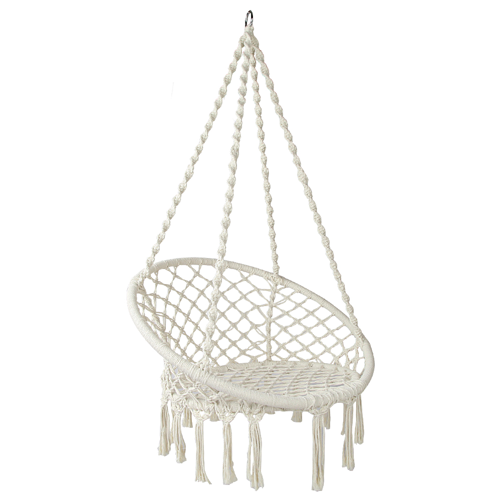 Round Macrame Hammock Chair Beige