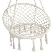 Round Macrame Hammock Chair Beige