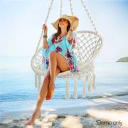 Round Macrame Hammock Chair Beige