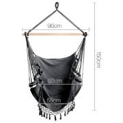 Black Canvas Hammock Chair with Tassels