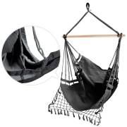 Black Canvas Hammock Chair with Tassels