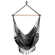 Black Canvas Hammock Chair with Tassels