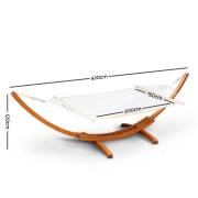 XL Free Standing Hammock: Large Beige Spreader Bar Hammock with Light Wood Stand