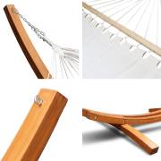 XL Free Standing Hammock: Large Beige Spreader Bar Hammock with Light Wood Stand
