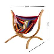 Multi Colour Hammock Chair with Pillows and Curved Wooden Stand