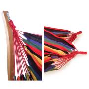 Multi Colour Hammock Chair with Pillows and Curved Wooden Stand