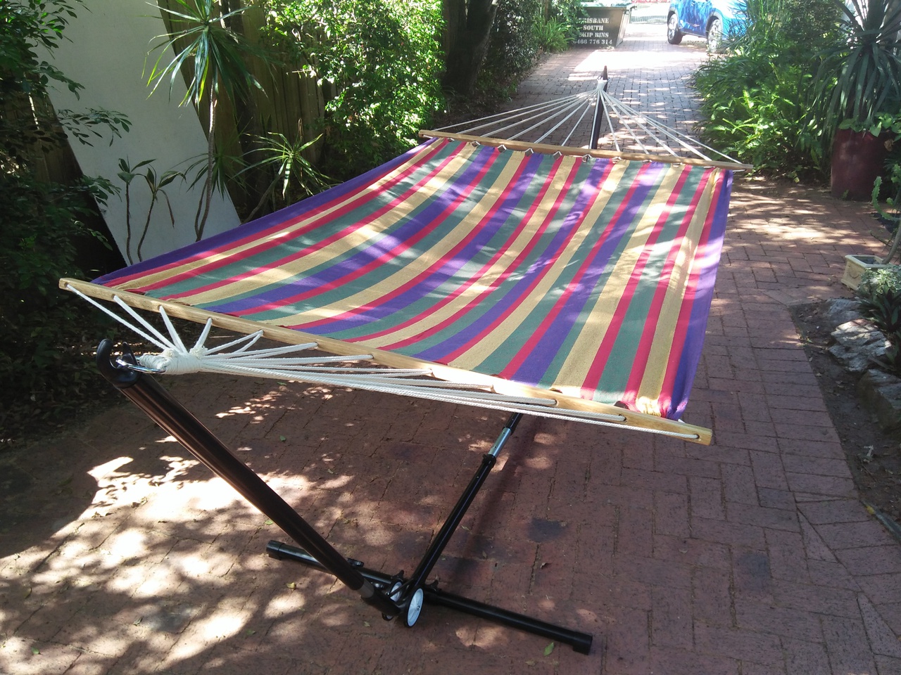 Large Bright Multi Coloured Canvas Hammock With Spreader Bar Heavenly