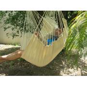 Beige Canvas Hammock Chair with Pillows