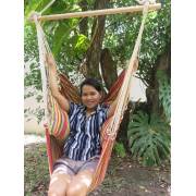 Red Multi Colour Canvas Hammock Chair with Pillows
