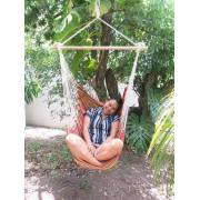 Red Multi Colour Canvas Hammock Chair with Pillows