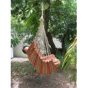Red Multi Colour Canvas Hammock Chair with Pillows