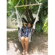 Dark Multi Colour Canvas Hammock Chair with Fringe