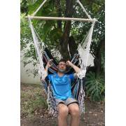 Dark Multi Colour Canvas Hammock Chair with Fringe
