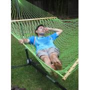 Large Green Cotton Rope Hammock with Spreader Bar
