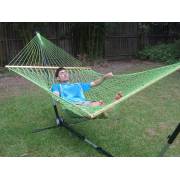 Large Green Cotton Rope Hammock with Spreader Bar