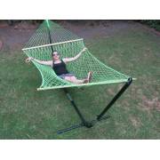 Large Green Cotton Rope Hammock with Spreader Bar