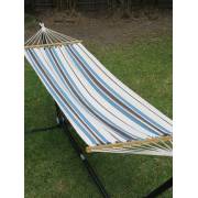 Small Blue and White Canvas Hammock with Spreader Bar