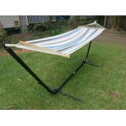 Small Blue and White Canvas Hammock with Spreader Bar
