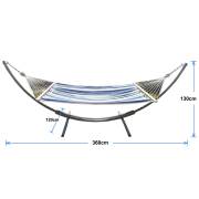 XL Free Standing Hammock: Blue and White Canvas Hammock and Arc Stand