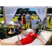Large White Canvas Hammock with Spreader Bar and Tassels