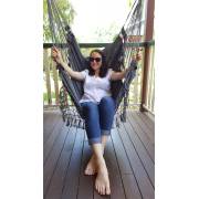 Black Canvas Hammock Chair with Tassels